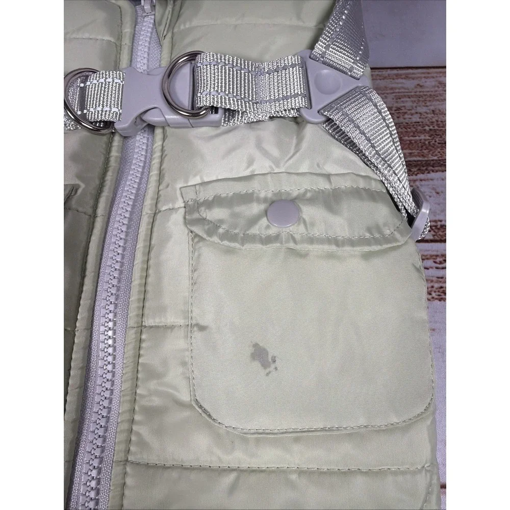 SKYR Dog Puffer Jacket Vest Size S Light Green Built-In Harness Winter Coat Warm